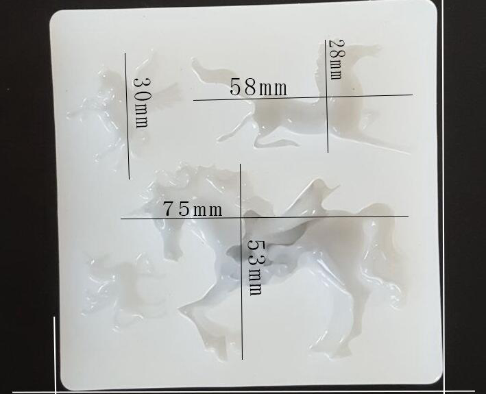Resin Art Equipment - Niedliche Tier-Silikonform für DIY-Schmuck, Epoxidharz-Bastelarbeiten, Einhorn-Pferd-Schaukel,