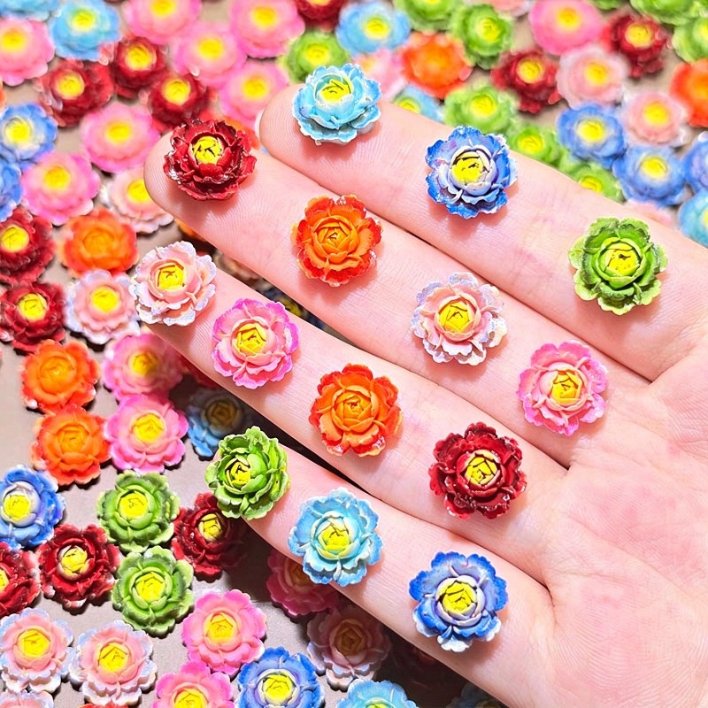 Resin Art Rose - 50 Stück, gemischte Farben, 3D-Harz-Rosen-Cabochons mit